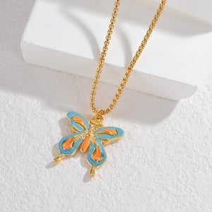 1 Piece Simple Cute Style Butterfly Shape Stainless Steel  Gold Color Women's Pendant Necklace h5 